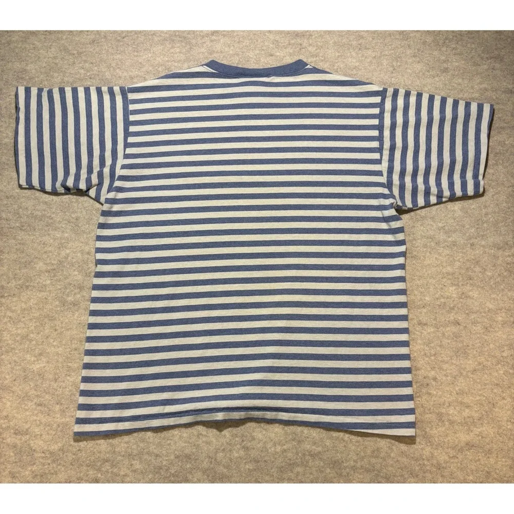 Vintage Levis Strauss & Co Striped T-Shirt Mens Large Blue White Made in USA